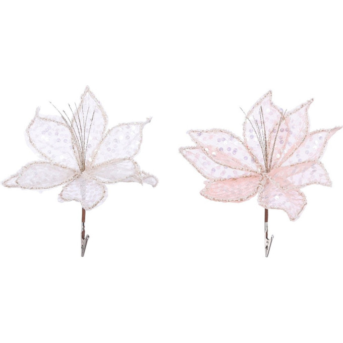 Амариллис на клипсе, HOUSE OF SEASONS, 20*22 см, белый/светло-розовый 84567